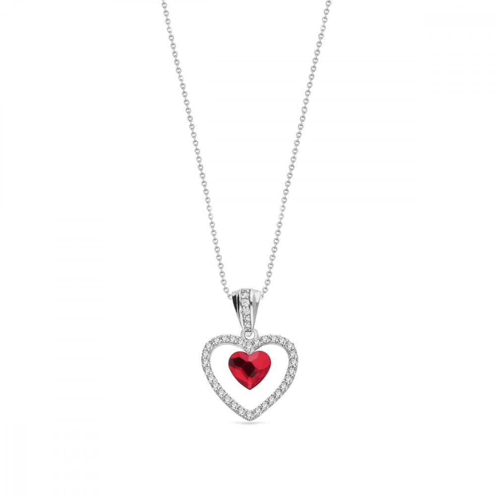 Náhrdelník červený  se Swarovski Elements Amour NCC28086LSI Light Siam