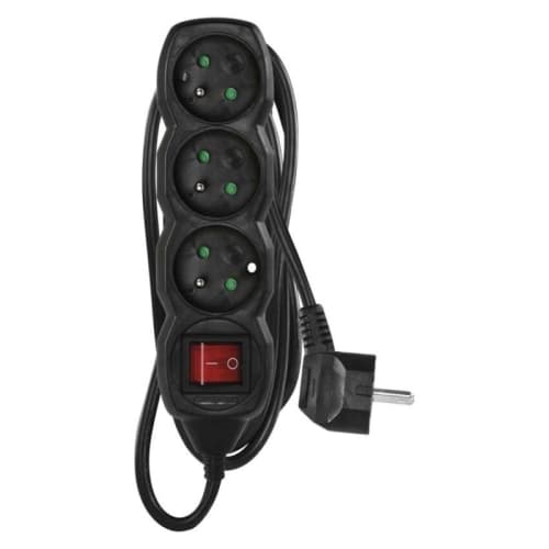Prodlužovací kabel EMOS 1,5m/3zásuvky s vypínačem černá PC1311 1902330150