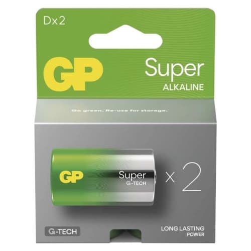 Baterie D GP G-TECH LR20 Super alkalické (blistr 2ks)