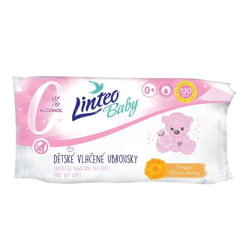 Vlhčené Ubrousky Linteo Baby S Měsíčkem Lékařským 120ks