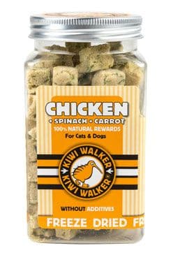 Pochoutka Mrazem Sušené Kuře, špenát, Mrkev 65g Kiwi