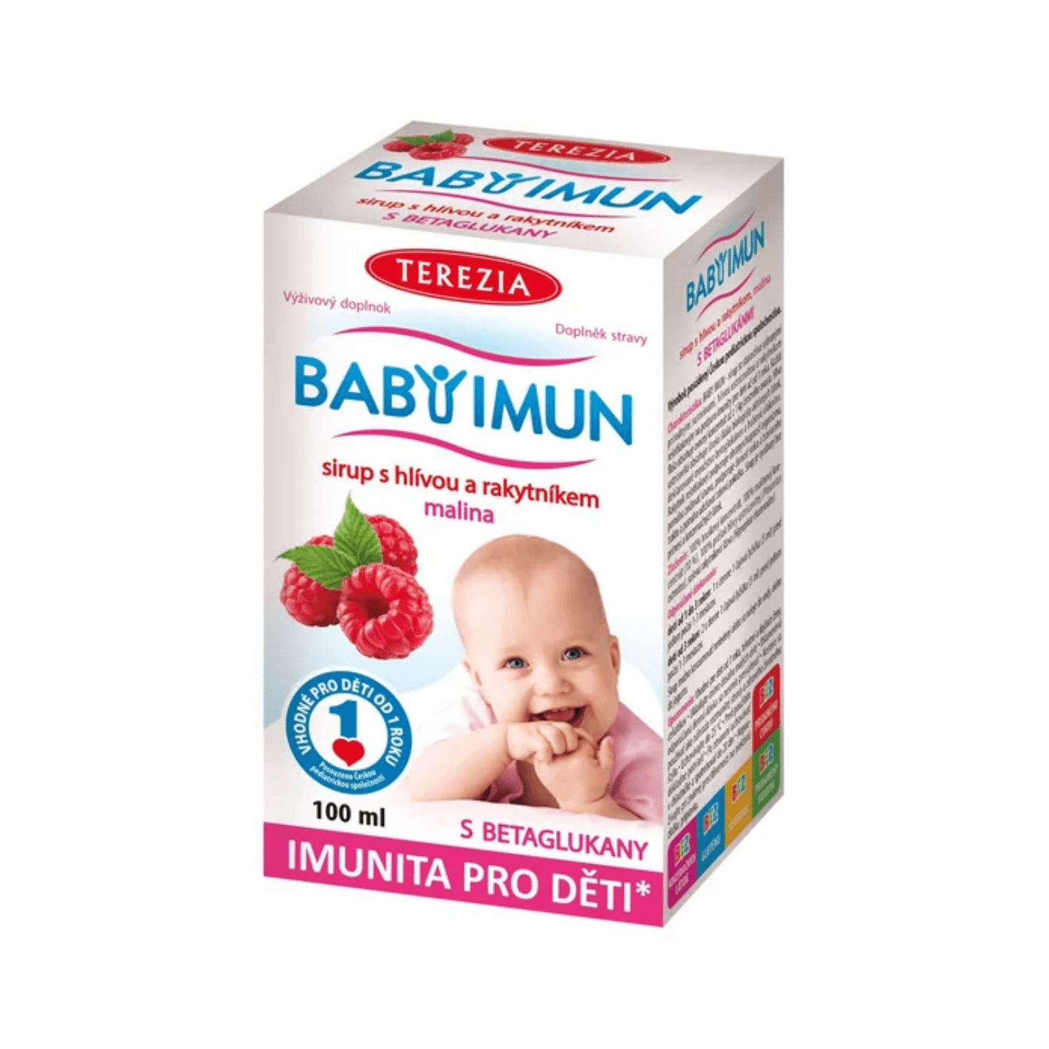 Terezia BABY IMUN s hlívou a rakytníkem příchuť malina sirup 100 ml