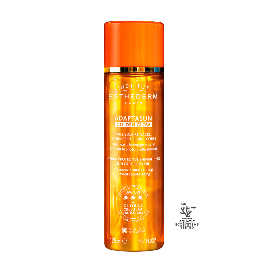 Institut Esthederm Adaptasun Golden Glow Zlatavý opalovací olej na tělo – silné slunce 125 ml
