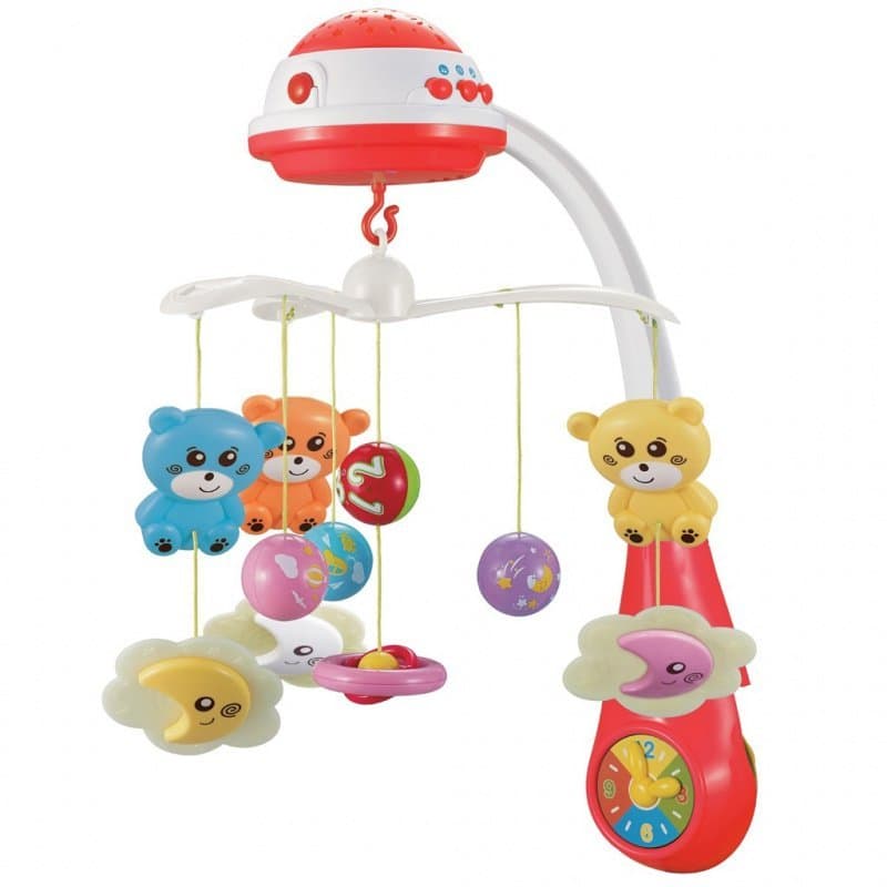 BABY MIX Kolotoč nad postýlku se světelným projektorem red hrající