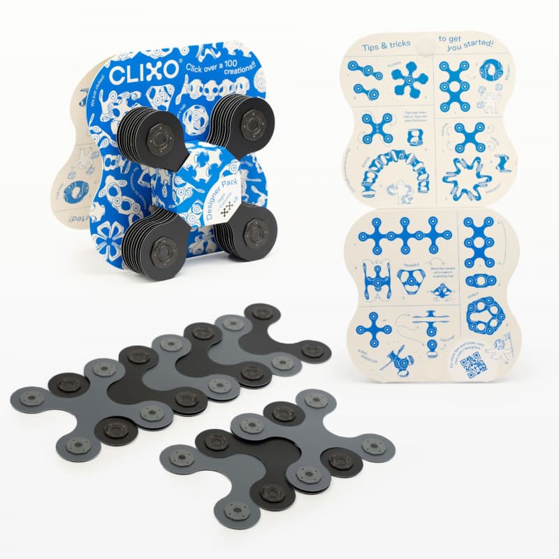 Clixo Designer Black Grey - magnetická stavebnice 9 kusů