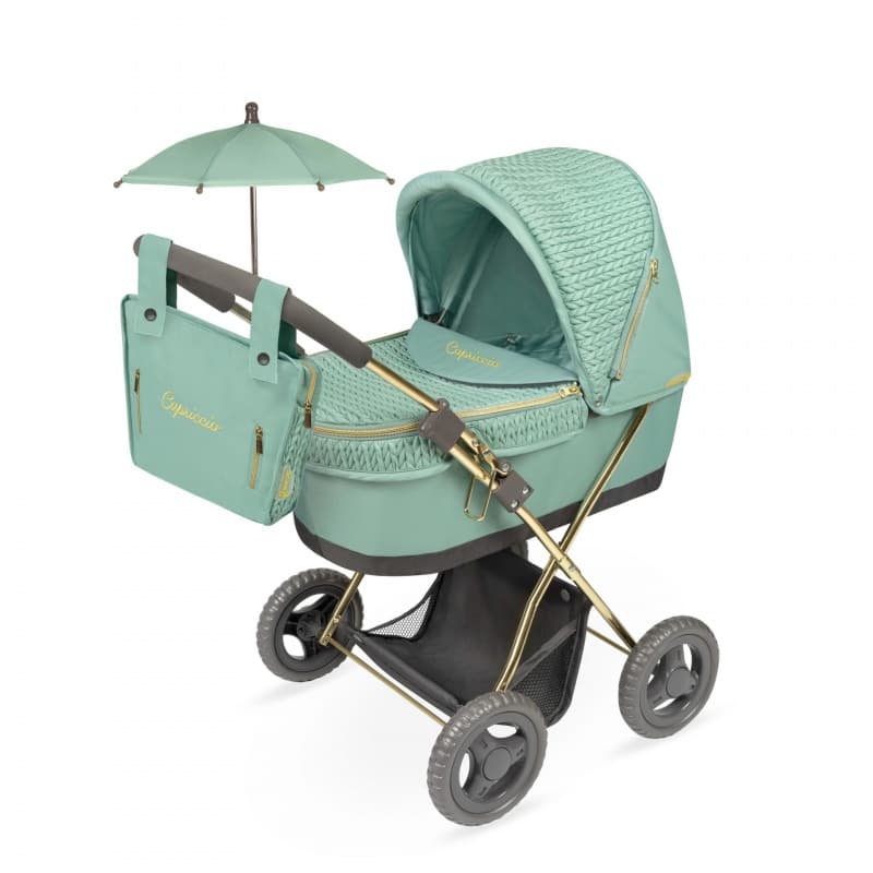 DeCuevas Toys Skládací kočárek pro panenky se slunečníkem a taškou Capriccio DeCuevas 60 cm