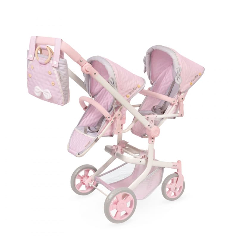 DeCuevas Toys Skládací kočárek pro dvojčata panenky s taškou Sophie DeCuevas 91 cm