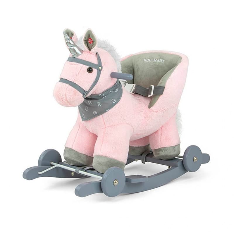 Milly Mally Houpací koník s melodií a kolečky Polly růžový