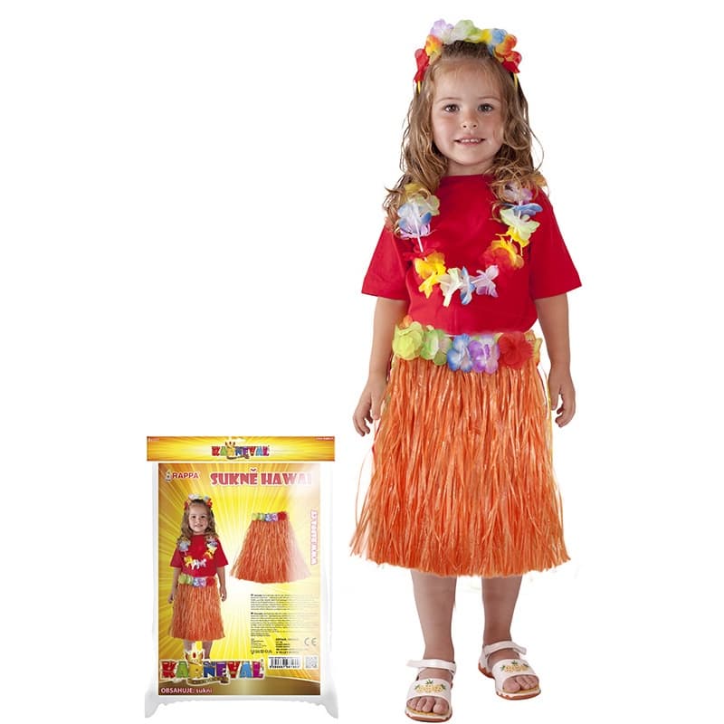 Rappa Sukně Hawaii dětská 45 cm, oranžová
