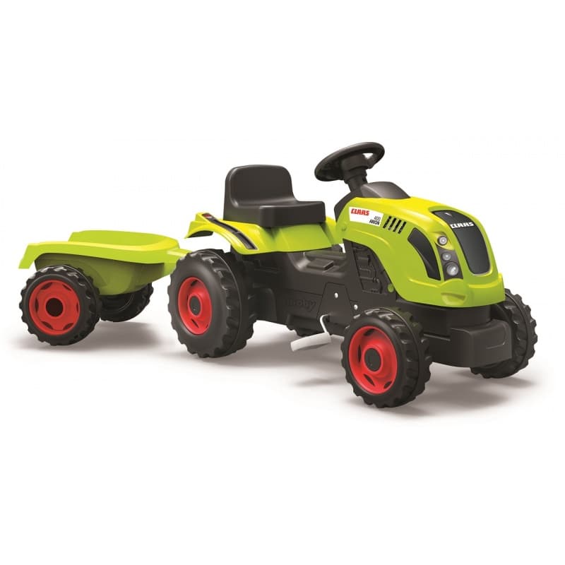Smoby Šlapací traktor CLAAS zelený s vozíkem s vlečkou