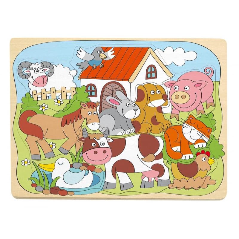Woody Puzzle na desce "Domácí veselá zvířátka"