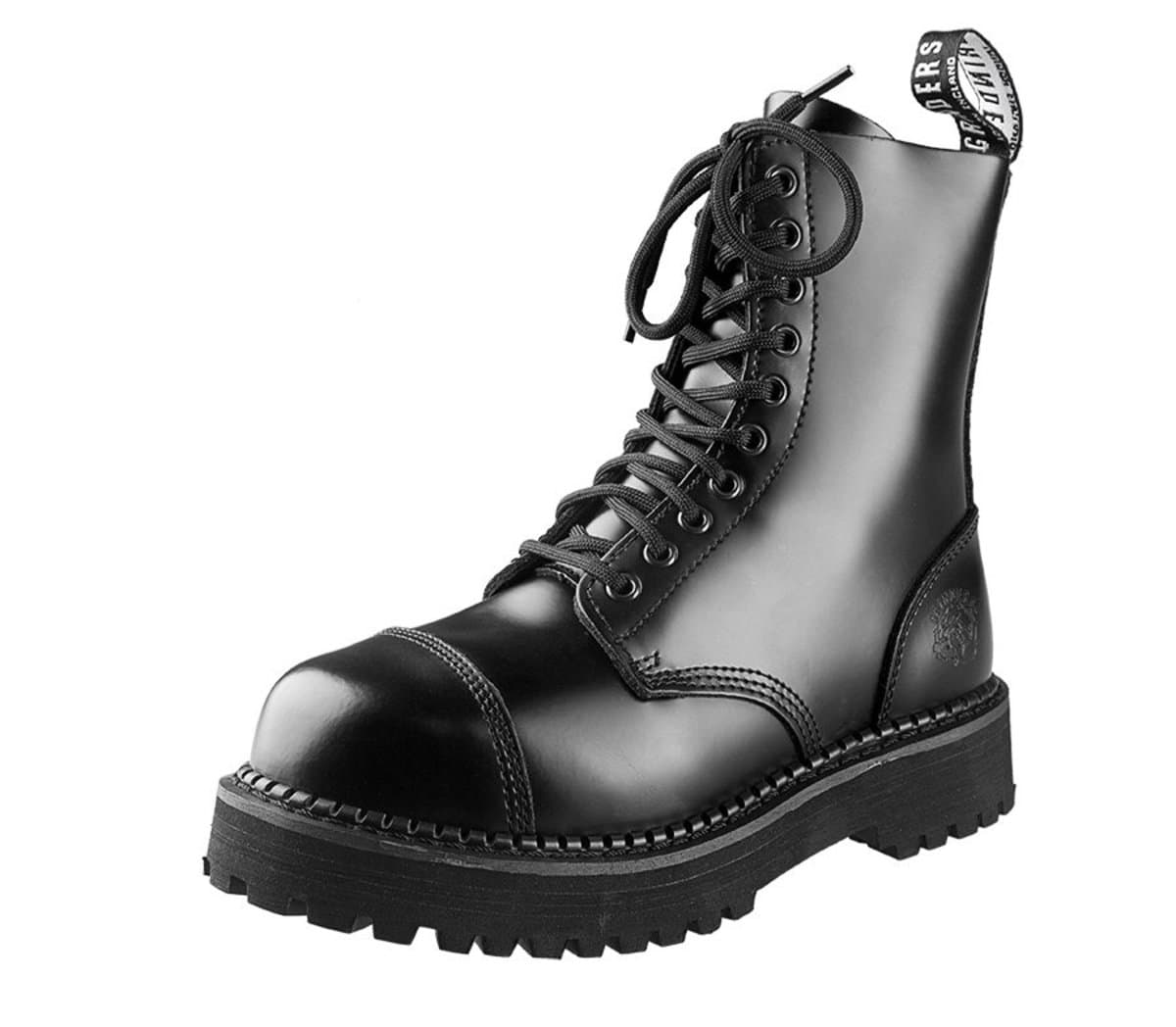 boty kožené unisex - BULLDOG CS BLACK - GRINDERS - BUL-CS-BLA 41