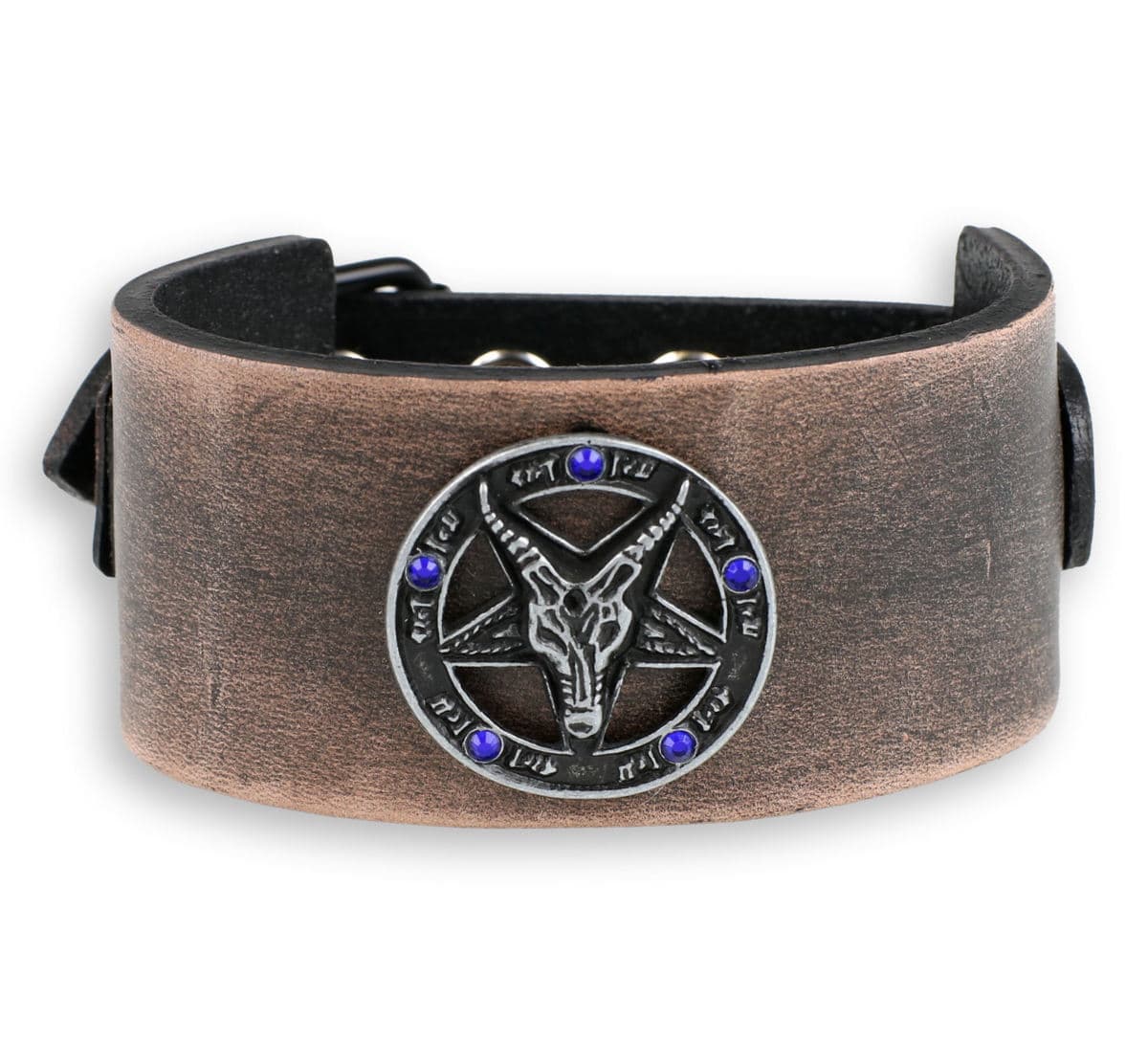 náramek Baphomet - brown - krystal blue