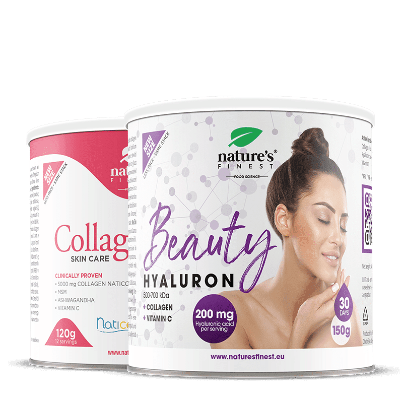 Beauty Hyaluron + Collagen SkinCare Bundle | kolagenový a hyaluronový prášek pro hydrataci a elasticitu | podpora hladší pleti a menší