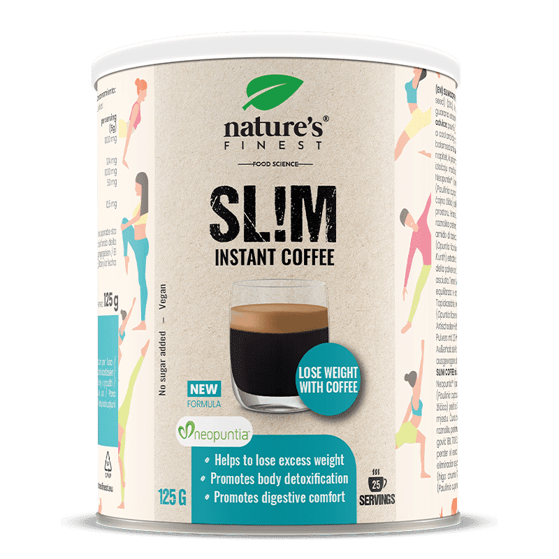 Nature's Finest Slim Coffee | Neopuntia opuncie + guarana + artyčok | Arabica slim káva pro kontrolu chuti k jídlu, podporu kalorického příjmu a