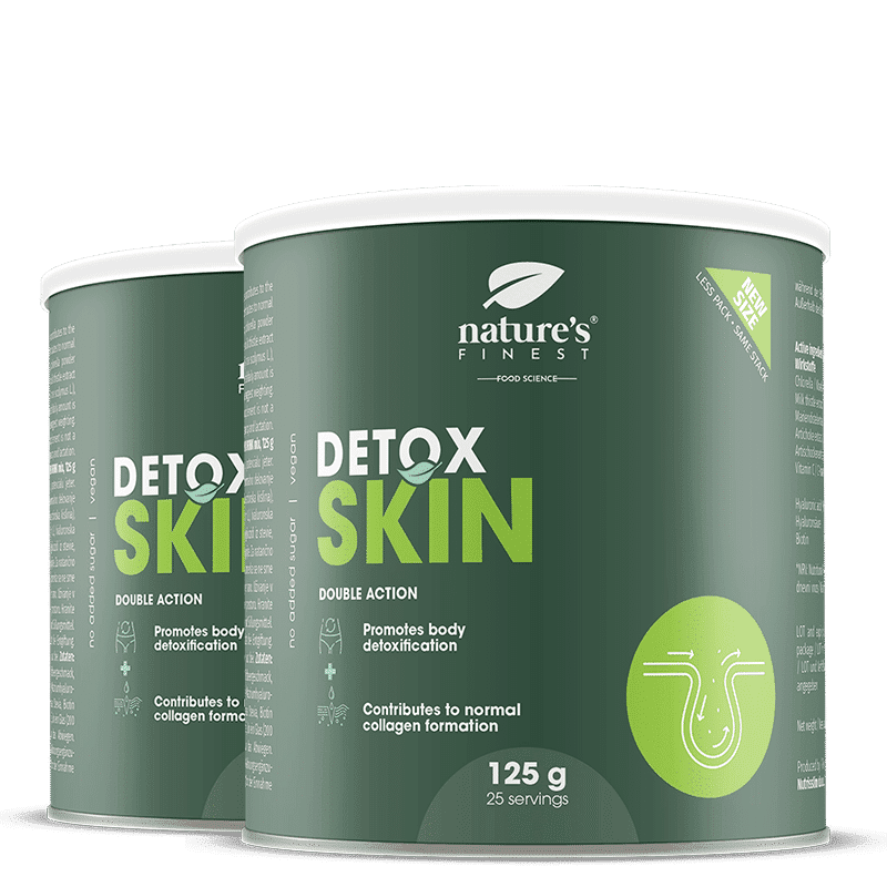 Nature's Finest Detox Skin | podpora detoxu pleti a jasu | chlorella, kyselina hyaluronová, biotin + ostropestřec pro čistší a hladší pleť