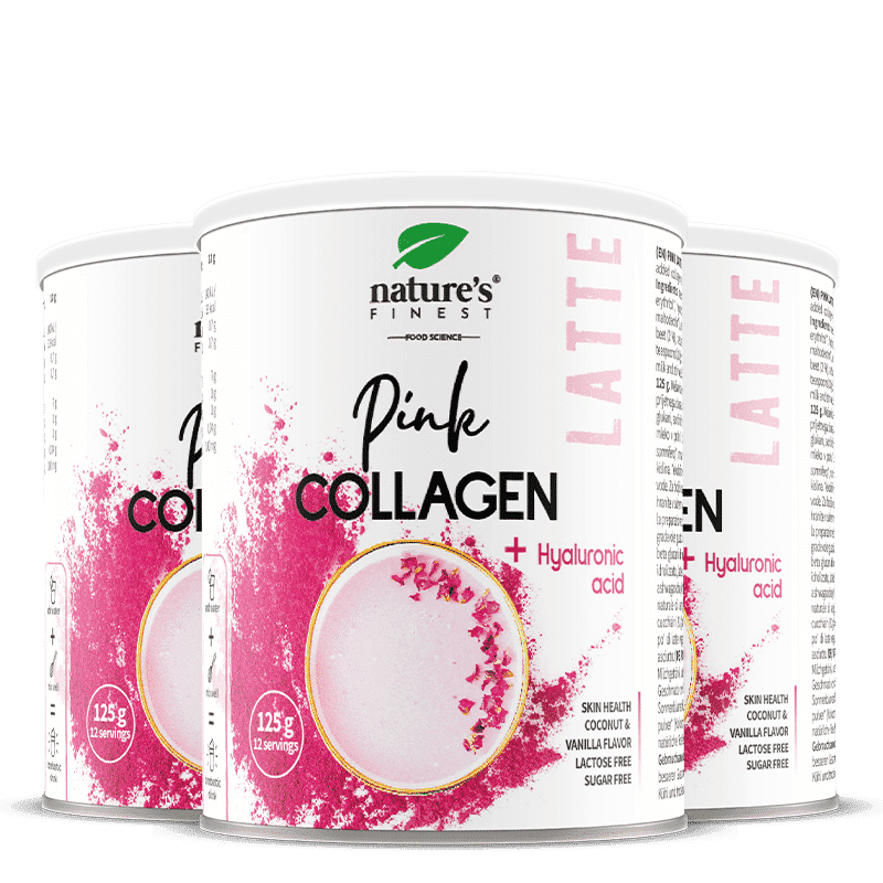 Nature's Finest Pink Latte Collagen | kolagenové peptidy a ashwagandha pro pleť | kyselina hyaluronová pro hydrataci, jas a elasticitu | růžové