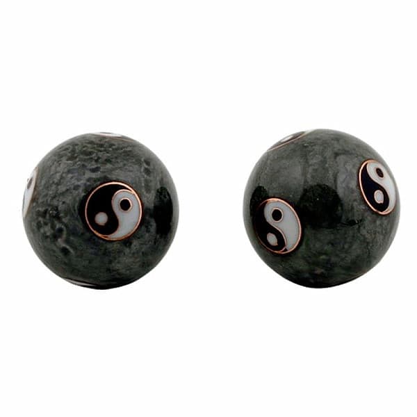 Zdravotní čínské meditační kuličky proti stresu Yin Yang Tai Chi grey - cca 3,5 cm