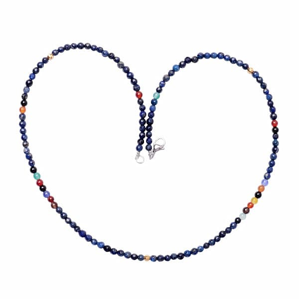 Lapis lazuli broušený náhrdelník s polodrahokamy - délka cca 54 cm
