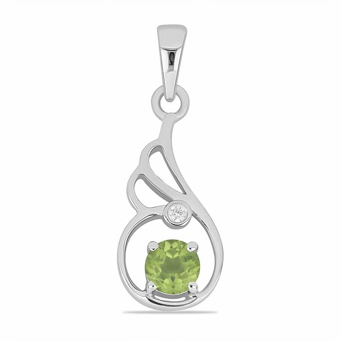Přívěsek stříbrný s broušeným olivínem a zirkonem Ag 925 026584 PD - 2,1 cm, 1,7 g