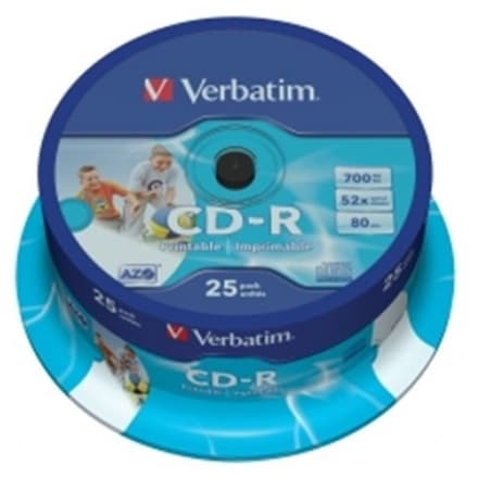 VERBATIM CD-R(25-Pack)Spindle/Printable/52x/700MB, 43439