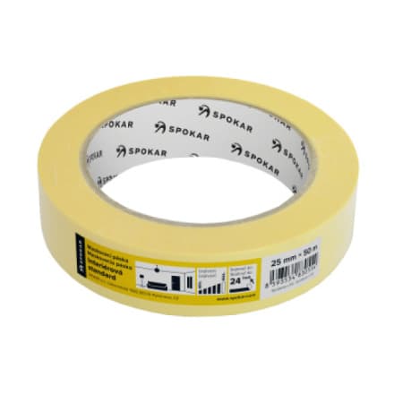 Spokar papírová zakrývací páska, 1 den, do 60 °C, rozměry 25 mm × 50 m