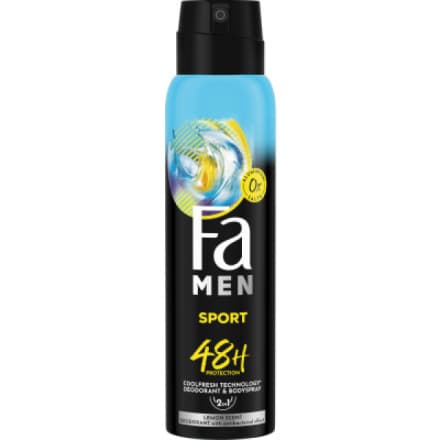 Fa Men Sport, deodorant pro muže deospray, bez hliníkové soli, ochrana 48 hodin, 150 ml
