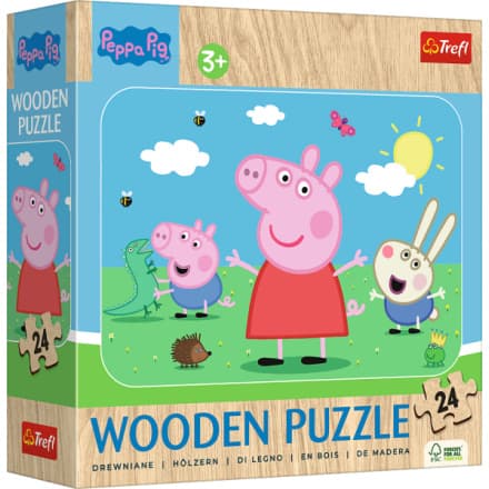 TREFL Dřevěné puzzle Prasátko Peppa: Seznamte se s roztomilou Peppou 24 dílků 161006