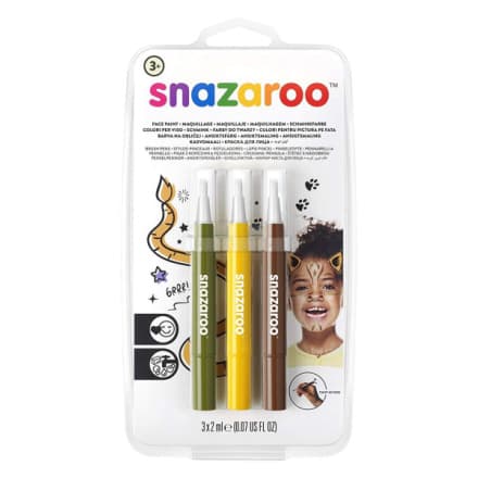 SNAZAROO Barvy na obličej s aplikátorem Brush Pen Jungle 3ks 24845