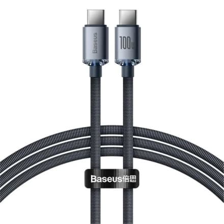 Baseus CAJY000601 Crystal Shine Series Datový Kabel USB-C - USB-C 100W 1,2m Black, 6932172602864