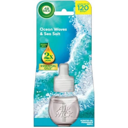 Reckitt Benckiser Air Wick Essential Oils Ocean Waves & Sea Salt - Ocean a mořská sůl, elektrický osvěžovač náhradní náplň 19 ml