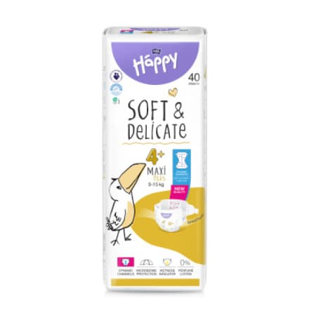 TZMO Bella Happy Maxi Plus 4+ dětské pleny jednorázové 9-15 kg, 40 ks