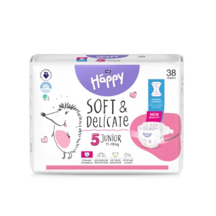 TZMO Bella Happy Junior 5 dětské pleny jednorázové 11-18 kg, 38 ks