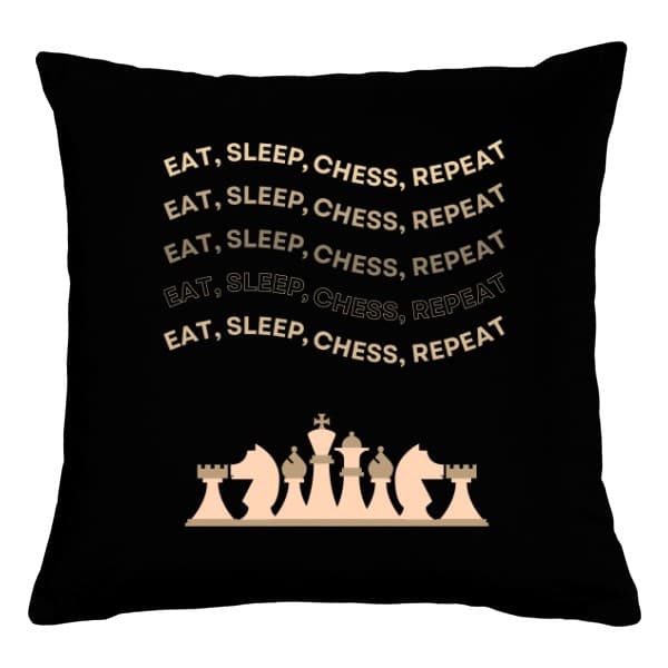 Polštář bavlněný Eat, sleep, chess, opakuj