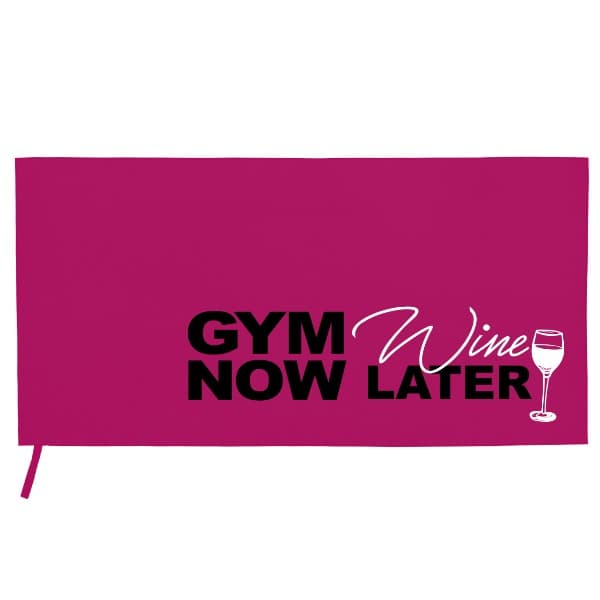 Sportovní ručník z mikrovlákna Gym now, wine later BW