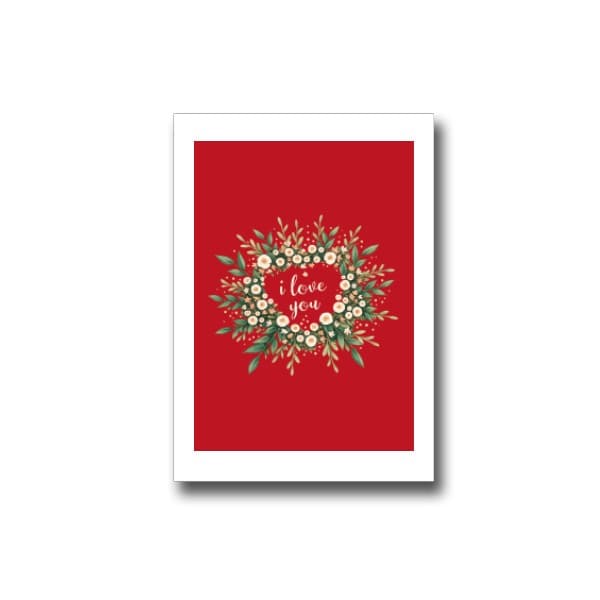 Přáníčko Love You Red Floral