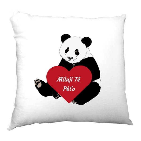 Polštář saténový Polštář Panda Miluji Tě se jménem