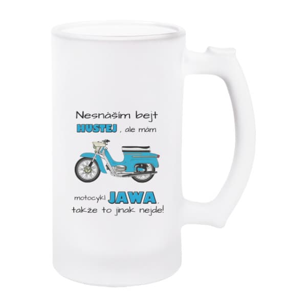 Korbel na pivo - matné sklo Půllitr JAWA, dachl