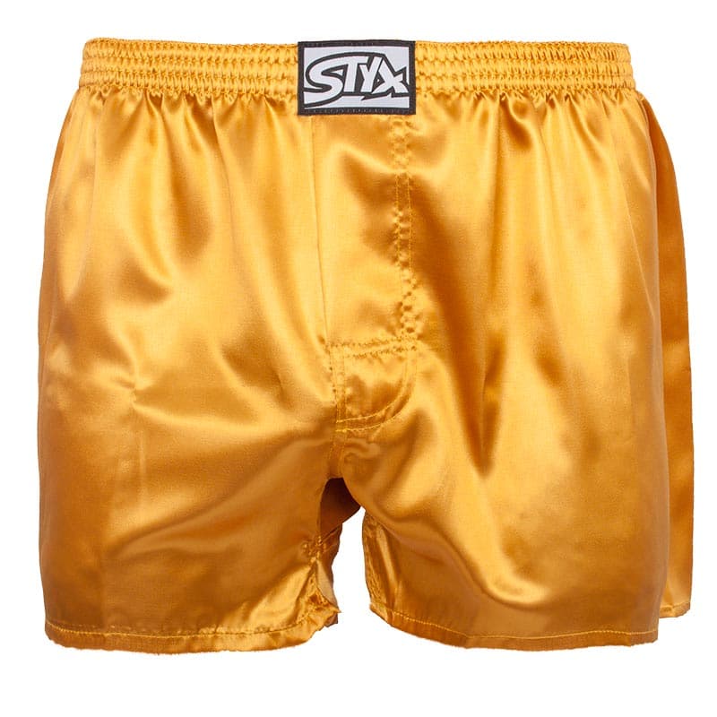 Pánské trenky Styx klasická guma saténové zlaté (C685) XL, trenýrky