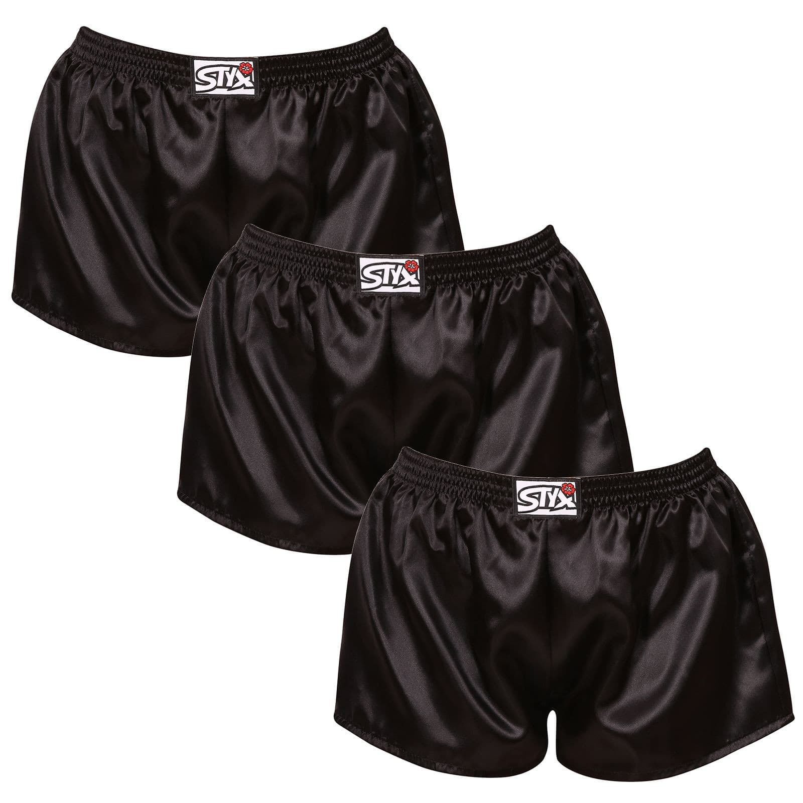 3PACK dámské trenky Styx klasická guma saténové černé (3L0960) XL, trenýrky