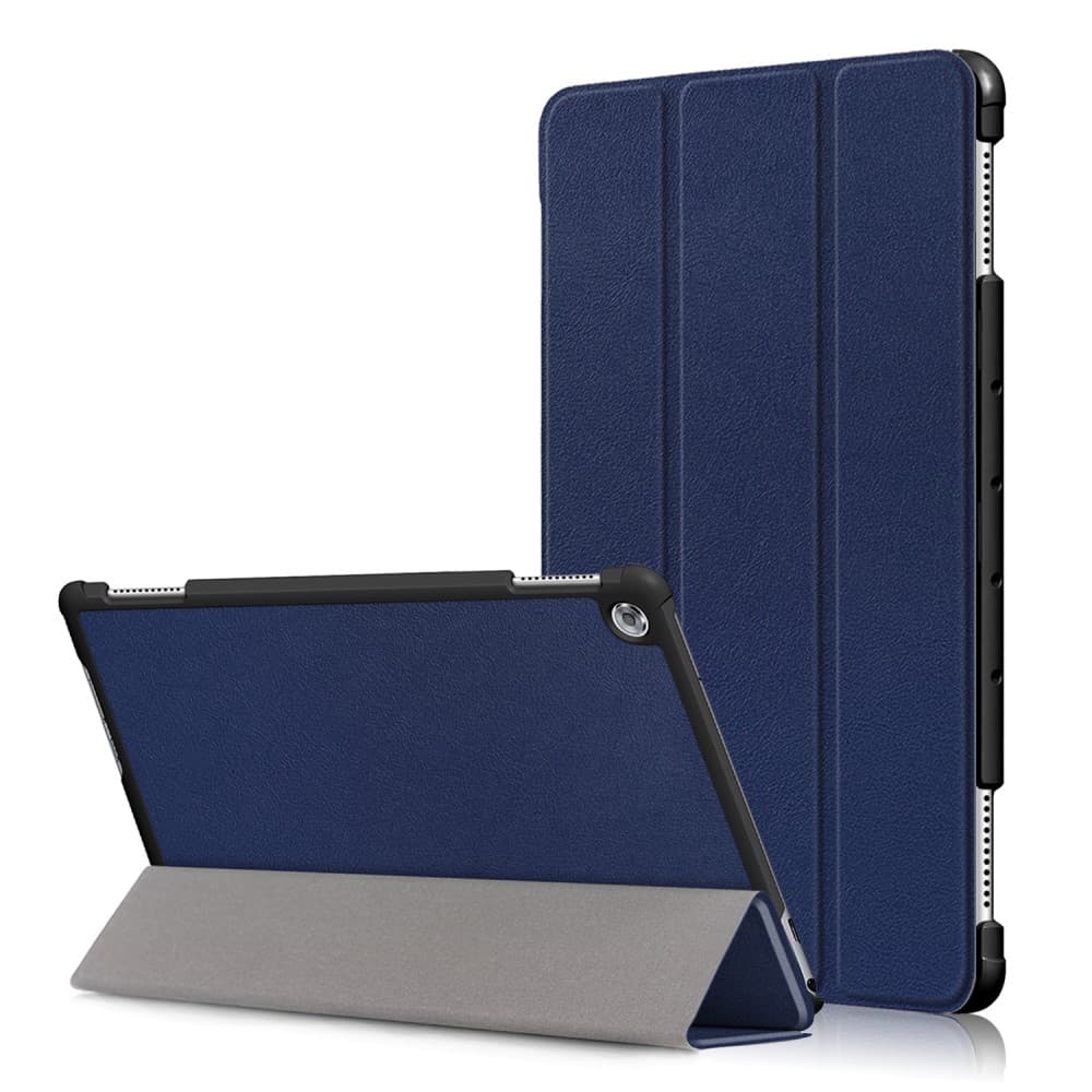 LEATHER Zaklápěcí kryt pro Huawei MediaPad M5 Lite 10" modrý
