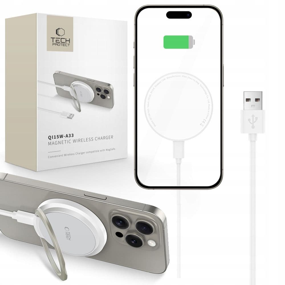 TECH-PROTECT QI15W-A33 Bezdrátová MagSafe nabíječka WHITE