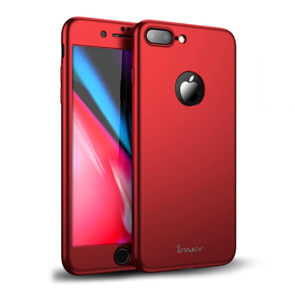 IPAKY 360° Ochranný obal + tvrzené sklo Apple iPhone 7 Plus červený
