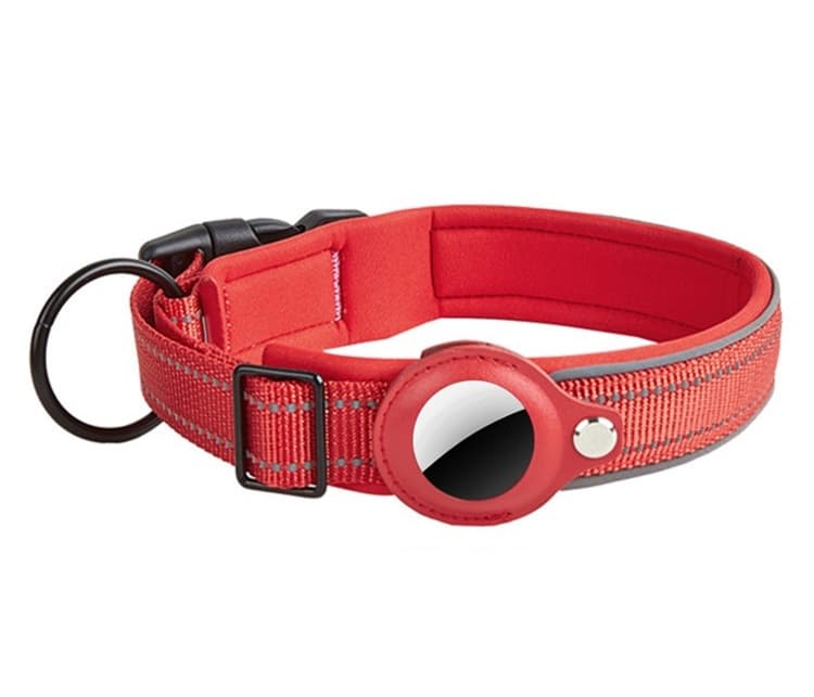PROTEMIO GLOWY PAW Reflexní obojek pro Apple AirTag VELIKOST: L - červený