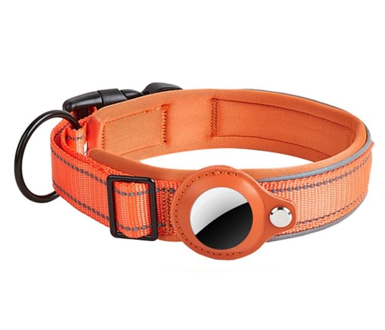 PROTEMIO GLOWY PAW Reflexní obojek pro Apple AirTag VELIKOST: L - oranžový