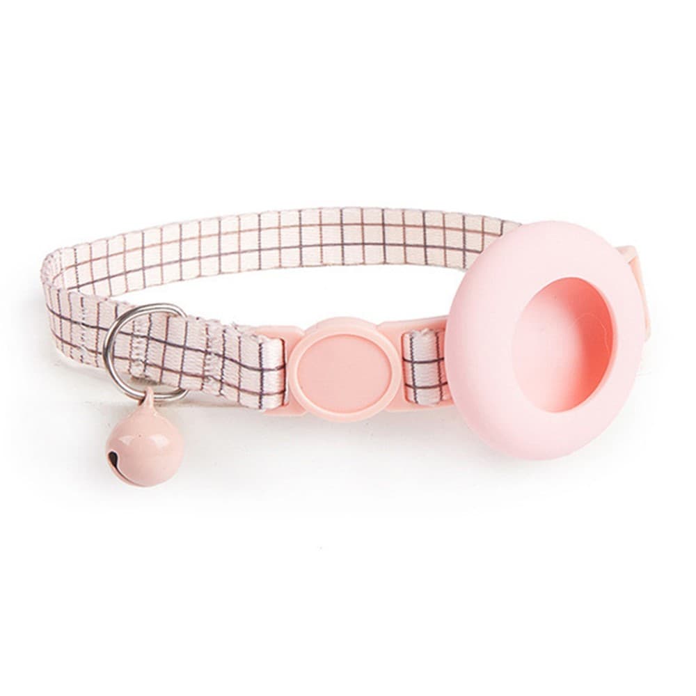 PROTEMIO JINGLY PAW Obojek se zvonečkem a pouzdrem pro Apple AirTag PINK GRID