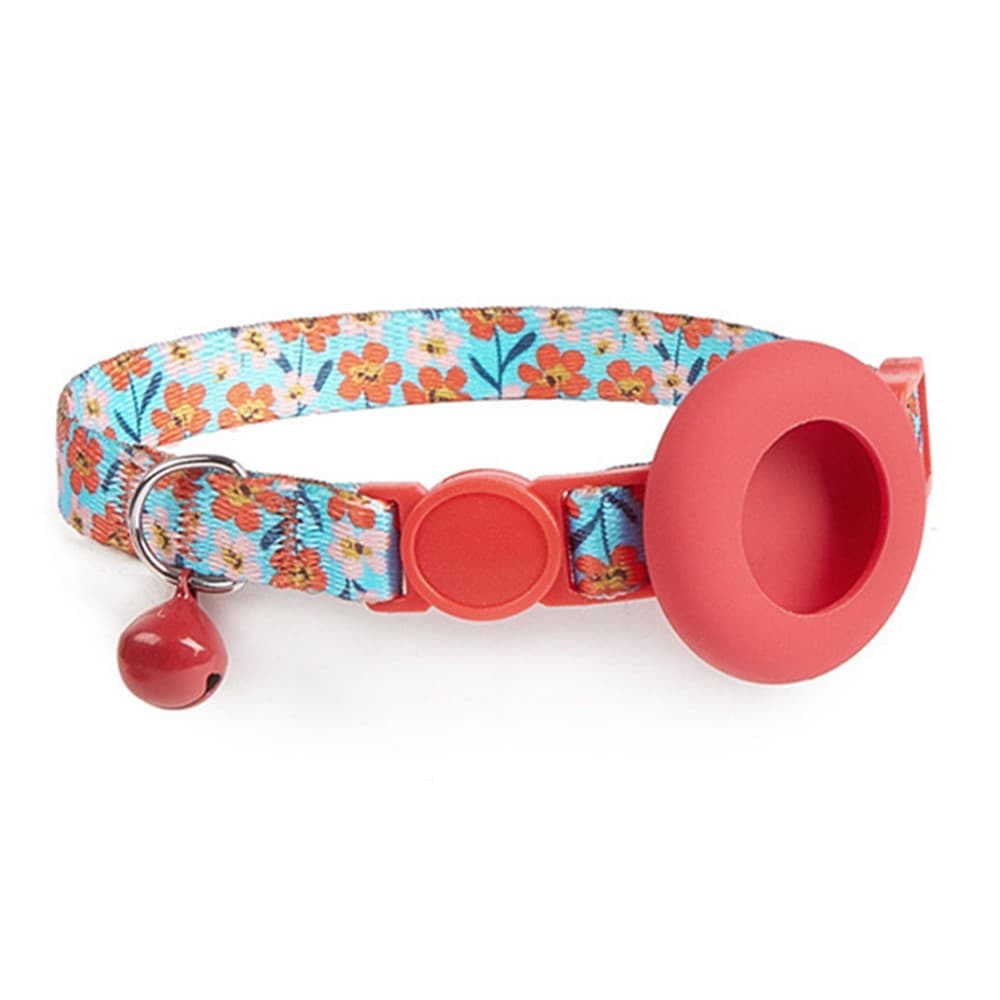 PROTEMIO JINGLY PAW Obojek se zvonečkem a pouzdrem pro Apple AirTag RED FLOWER