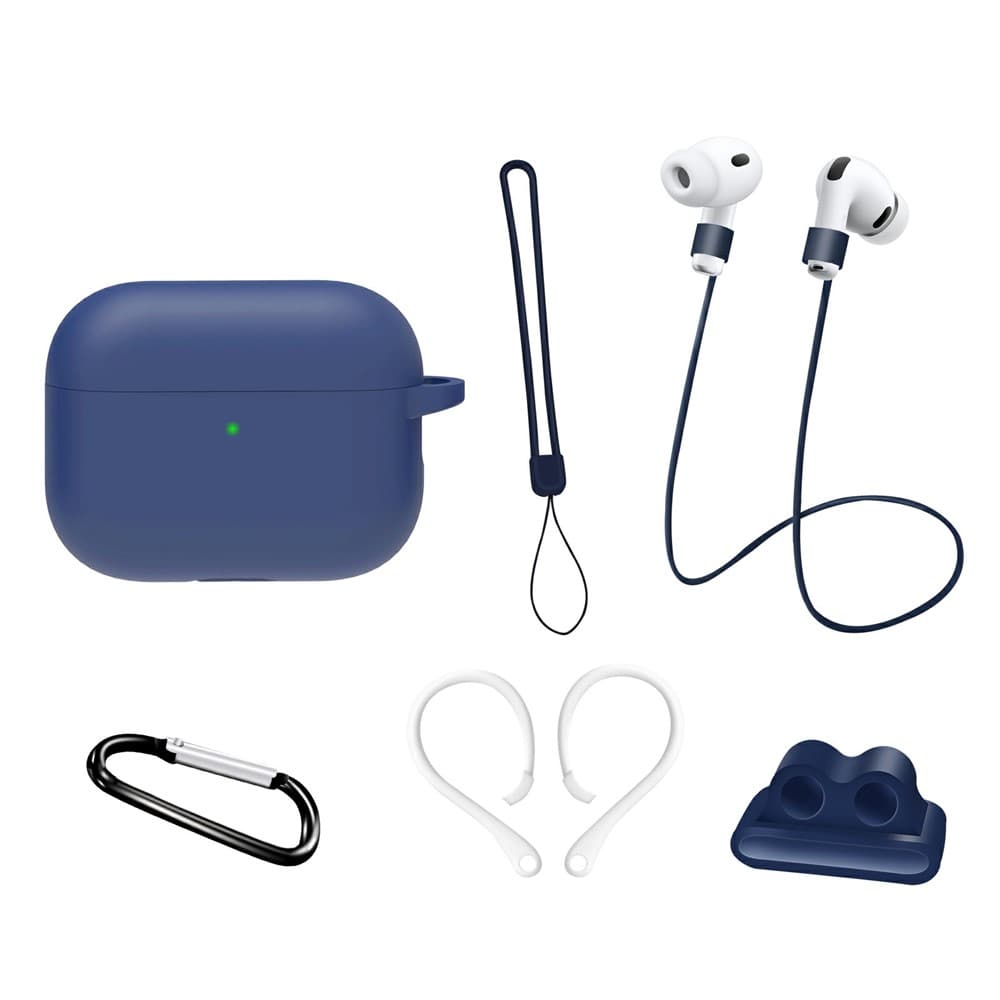 PROTEMIO 6in1 Sada pro ochranu sluchátek Apple AirPods Pro 3 tmavě modrá