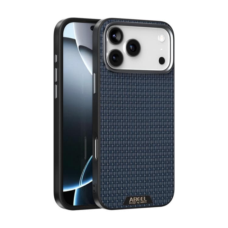 ABEEL RUYI Kožený kryt s MagSafe pro Apple iPhone 17 Pro Max modrý