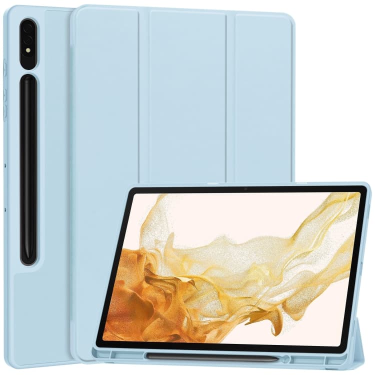 LEATHER Zaklápěcí obal pro Samsung Galaxy Tab S9+ / S10+ světle modrý